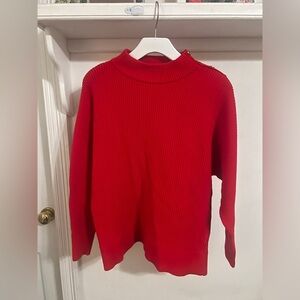 Tahari Vibrant Red Ribbed Knit Sweater
